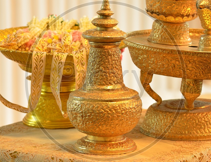 Traditional Thai Wedding  With Gold Vessels