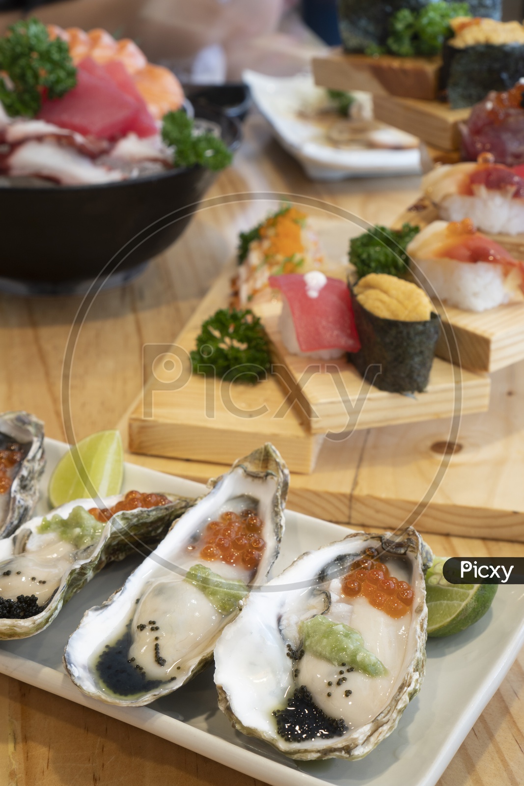 Fresh Oyster Sashimi in Japanese Style