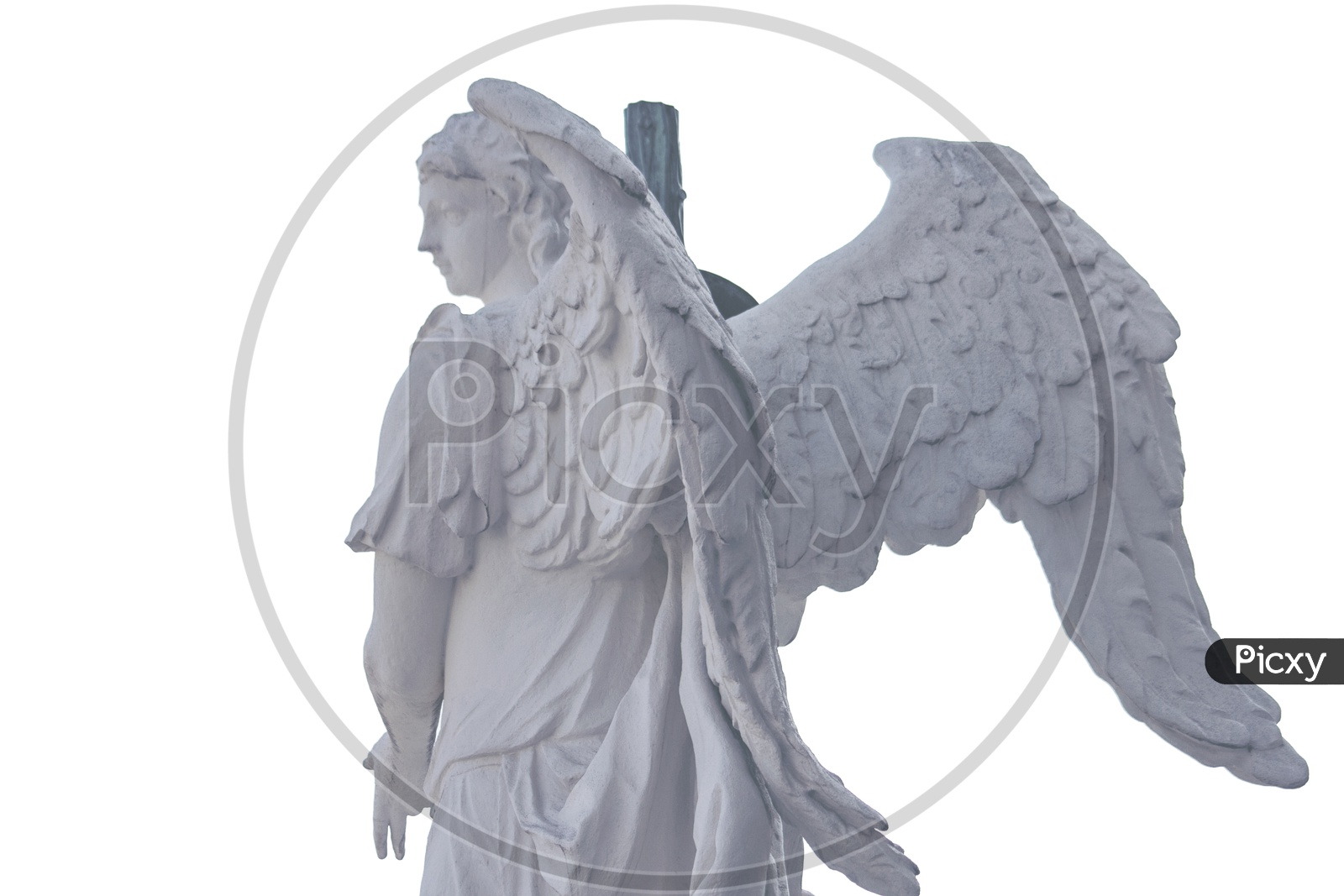 Greek angel statue isolated on white