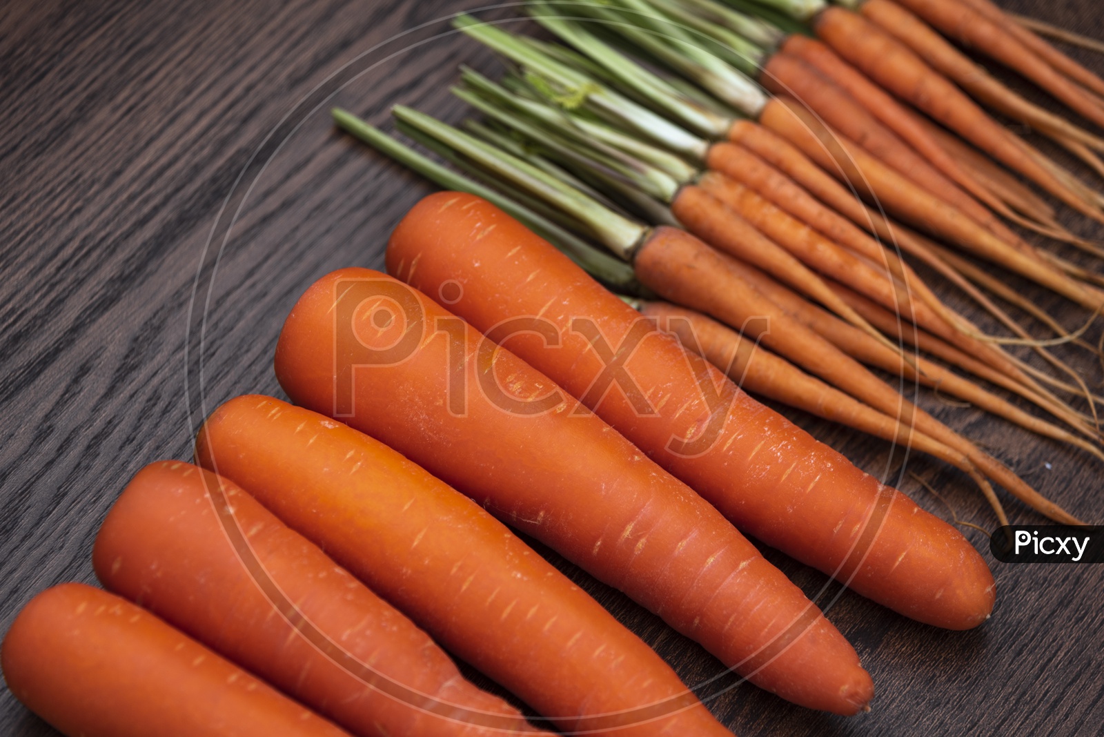 Fresh and sweet carrot on a Grey Wooden Background