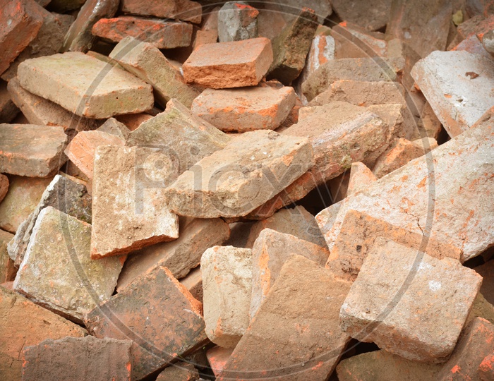 Bricks Pile At a Wall Construction Site