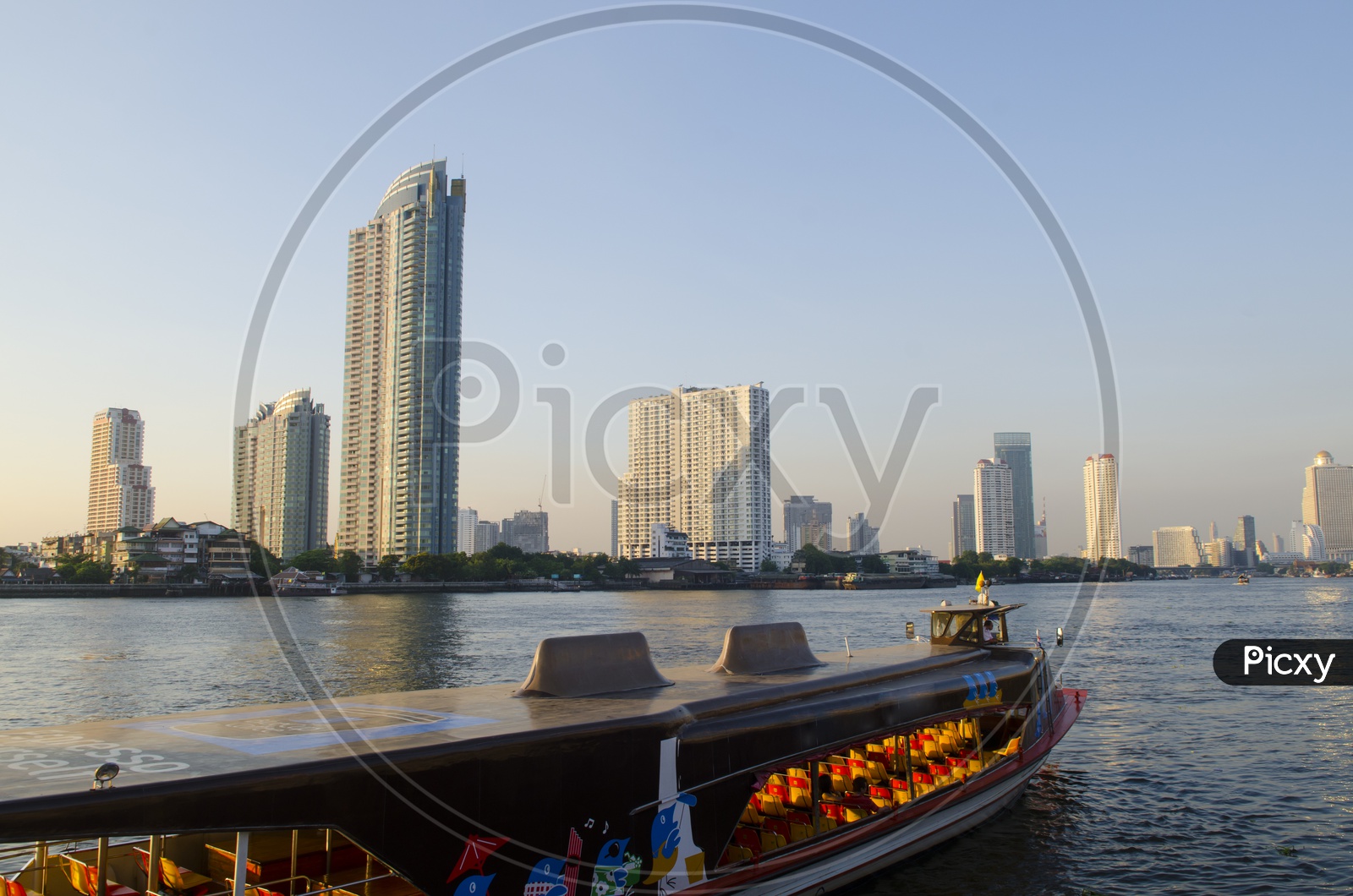Panorama view of Bangkok city scape With High Rise Buildings