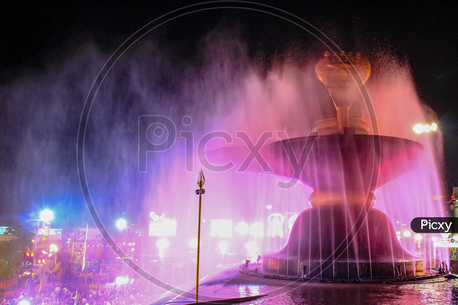 Water Fountain With Luminous Light In Pushkar Ghat During Godavari Pudhkaralu