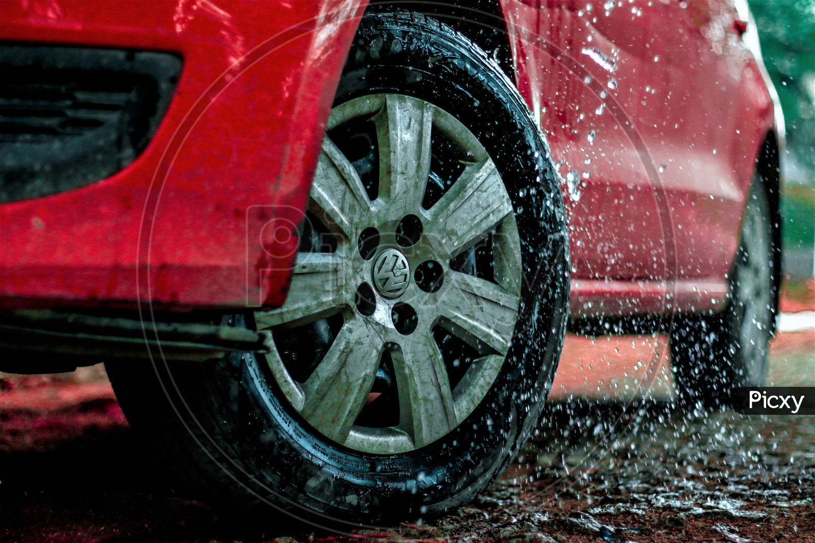 Candid car shot with water Splash