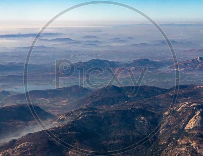 Aerial View Of Seshachalam Hills Range From Flight Window At Tirupati