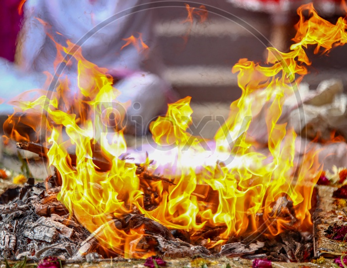 Fire Patterns in a Homam or Homa , A Traditional Hindu Ritual During  Ceremonies