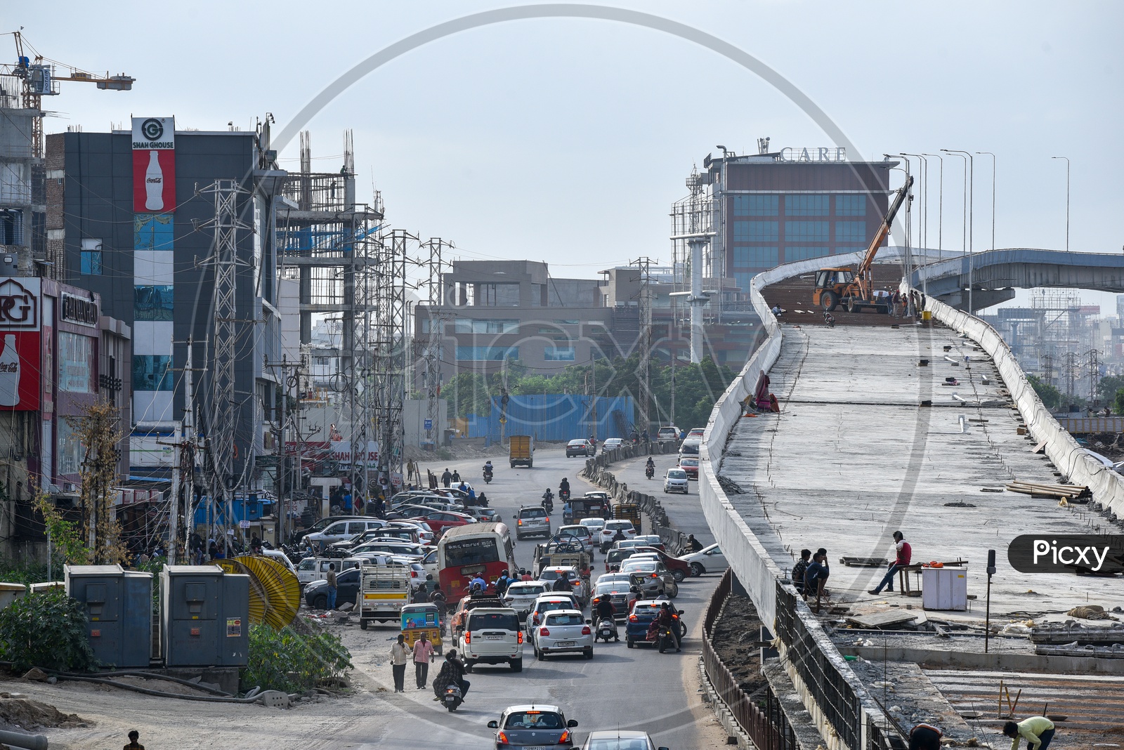 Traffic Deviation At Newly  Constructing Flyover At Raidurgam in Hyderabad City