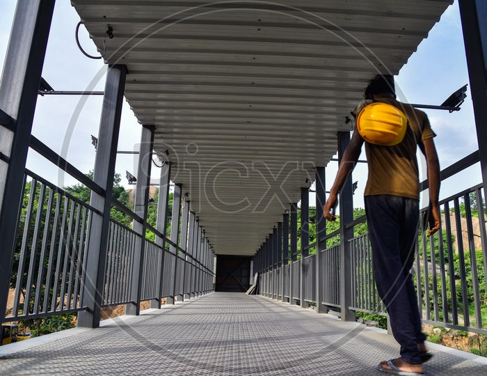 Foot Over Bridge With a Pedestrian
