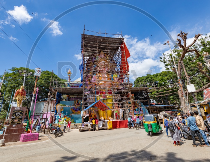 Khairatabad Ganesh Idol in Making 2019 Wide angle View