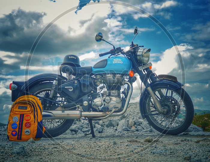 Royal Enfield on a cliff