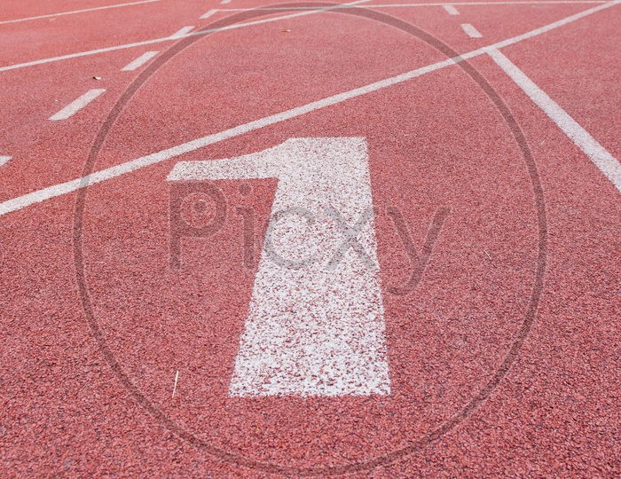 "1" Numbers on red running track