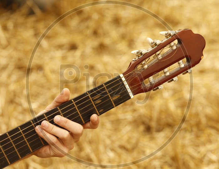 Guitar in the hands of a man