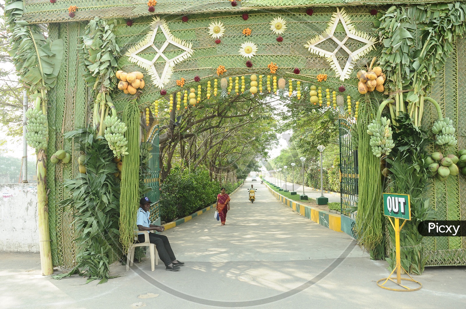 Entrance decorated with Coconut leaves