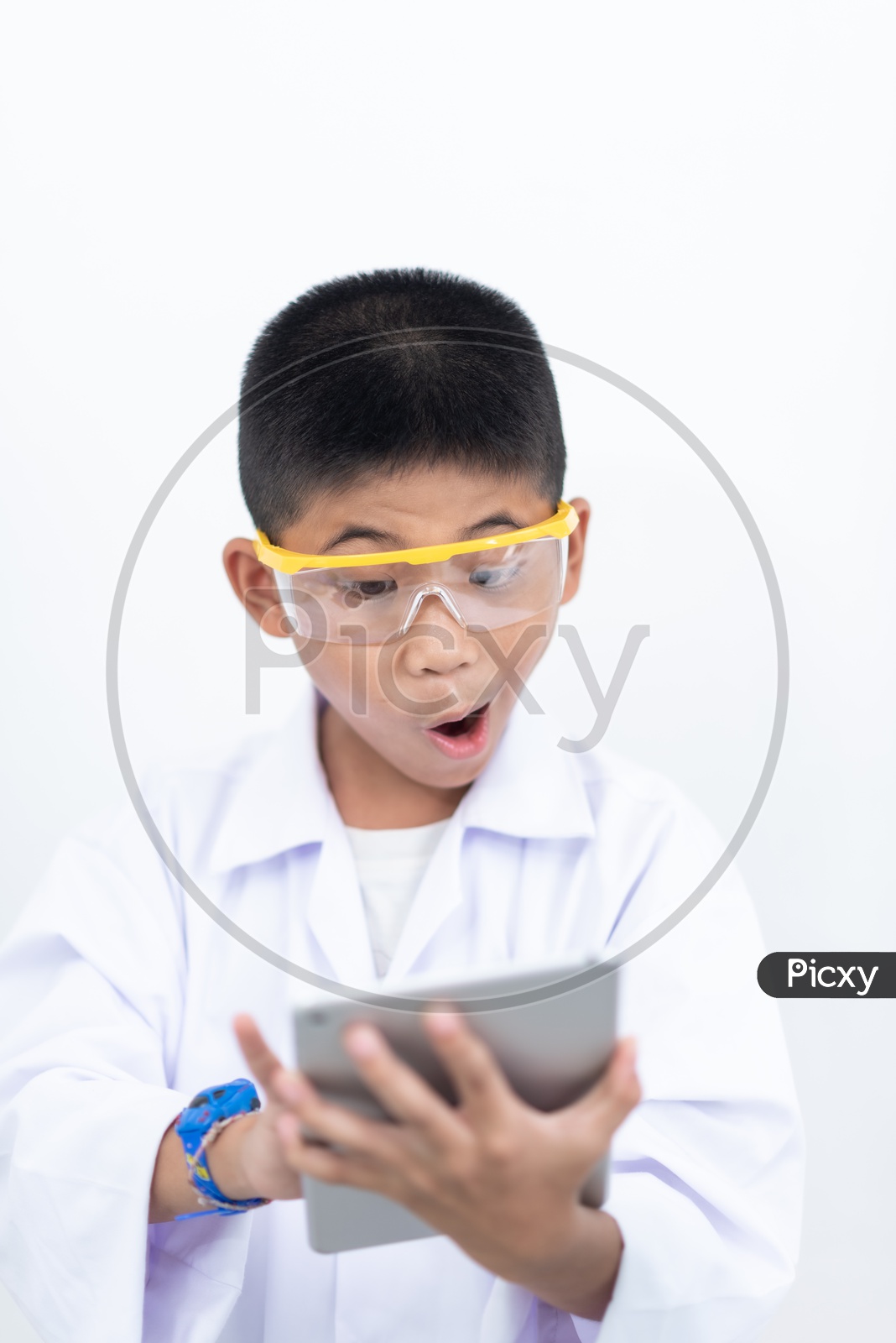 Curious boy Enjoying Learning In a Laboratory