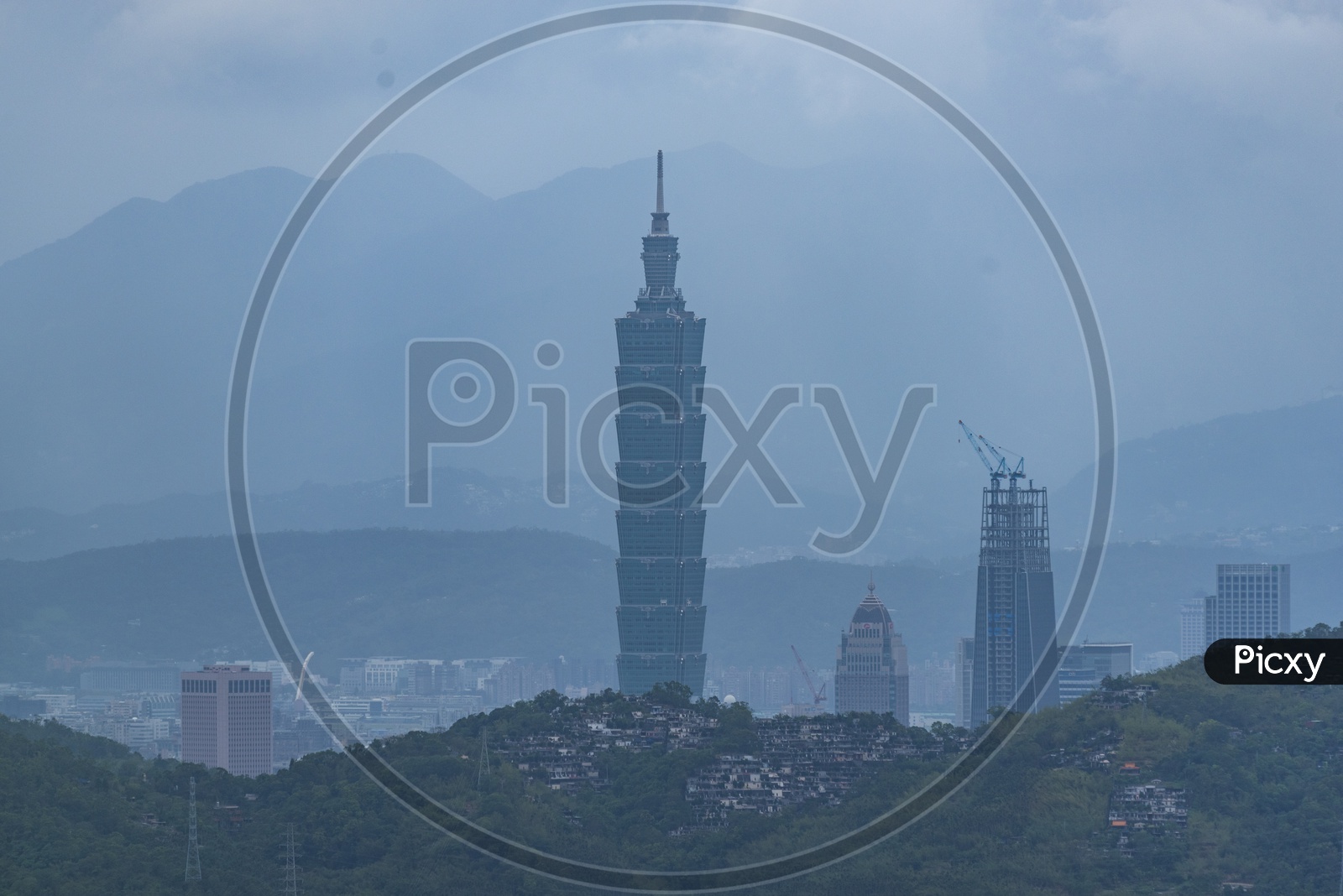 View Of Taipei City Scape With Famous 101 Building From Elephant Mountains