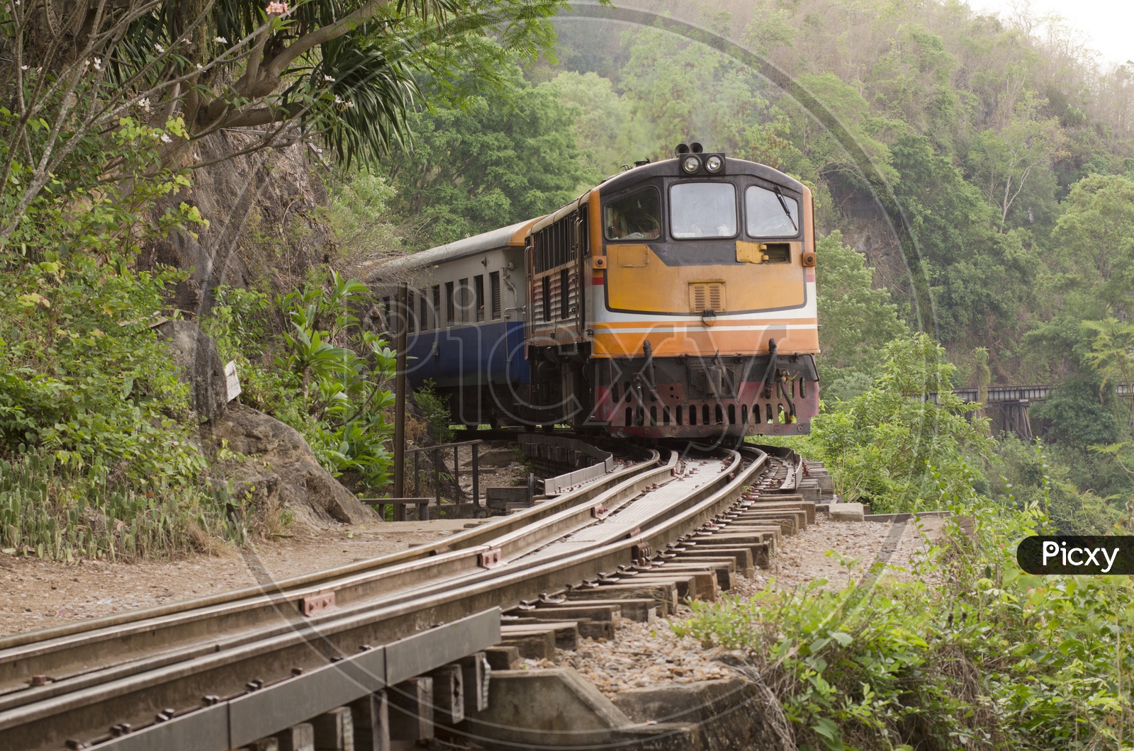 Train  Moving on The Death Railway Track