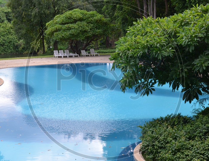 part of swimming pool with blue water