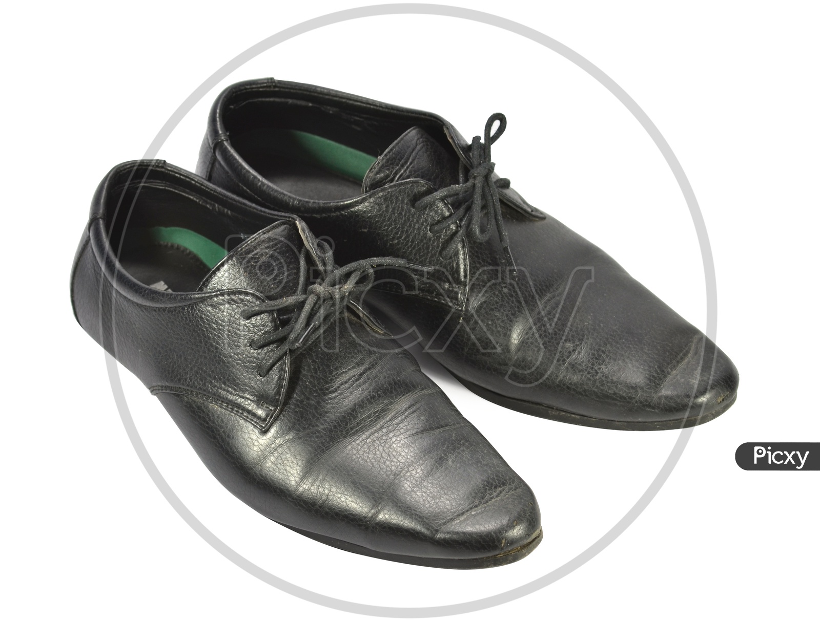 Elegant Men's Black leather Shoe Pair In White Background