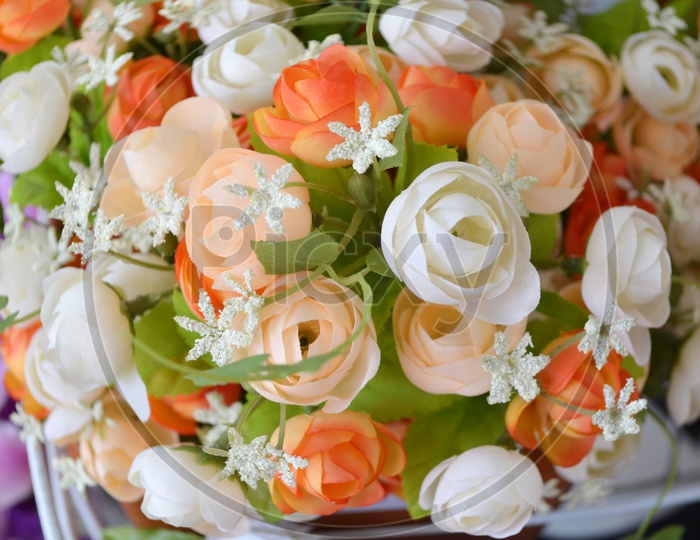 Orange & White Artificial Flowers