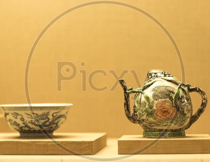 Antiques In Display At Taipei's National Palace Museum