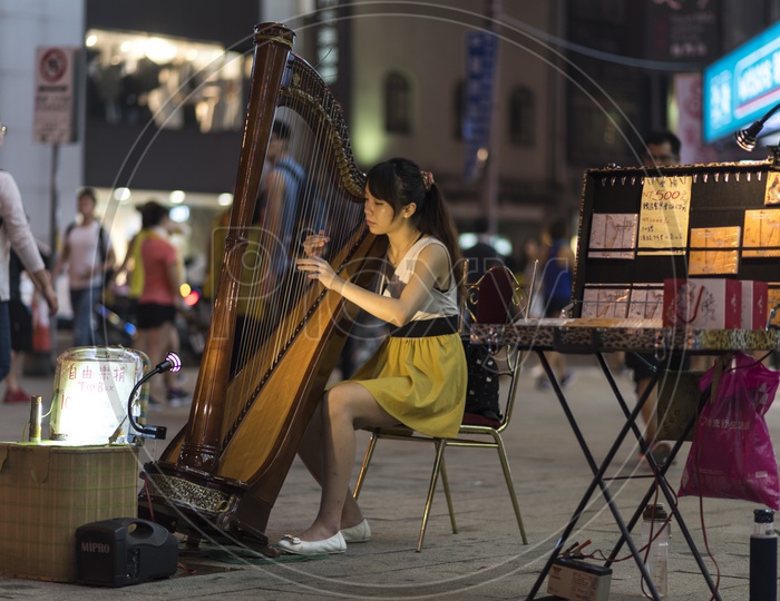Artists Playing Music on The Streets Market Of Taipei Downtown City Of Taiwan