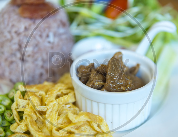 Thai food Rice Platter With Pork