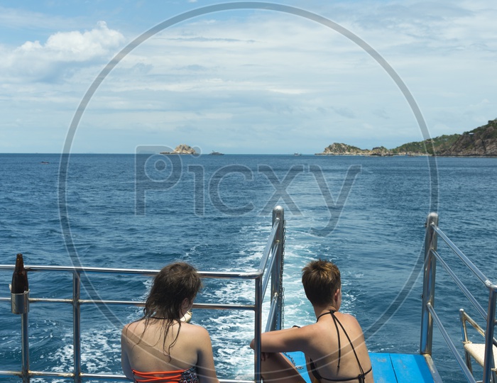 Girls Enjoying Yacht Ride By Wearing Bikini in Krabi , Thailand
