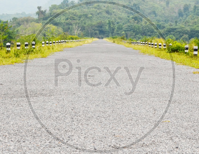 old road surface with nature Backdrop