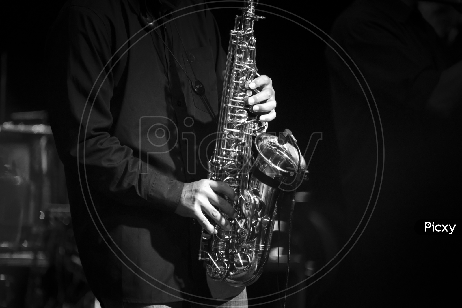 A man playing saxophone - Monochrome