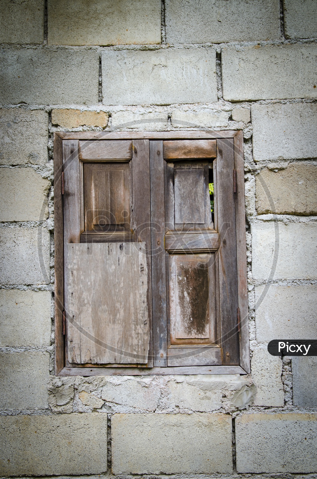 Wooden Window On a wall Closeup Forming a Background