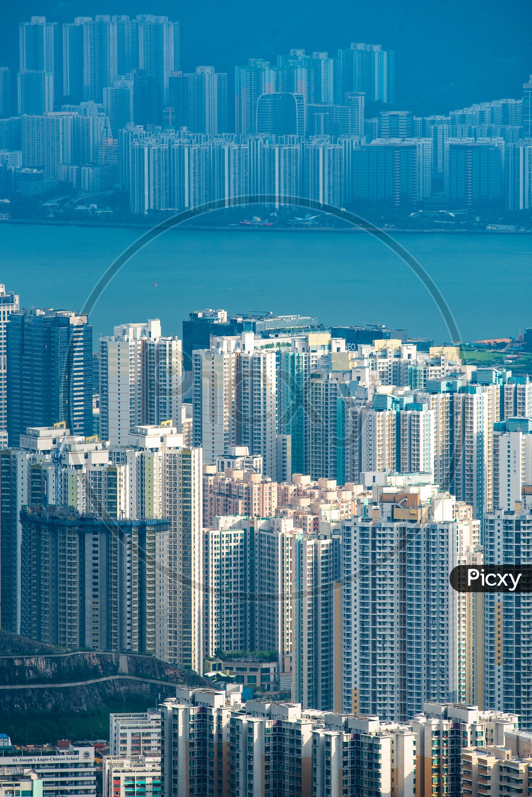 bird's eye view of Hong Kong City With Sky Scrapers