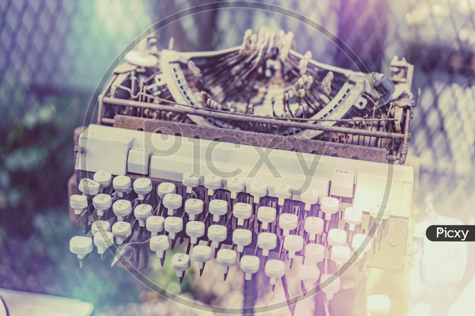 Ancient typewriter Closeup  With Vintage Filter