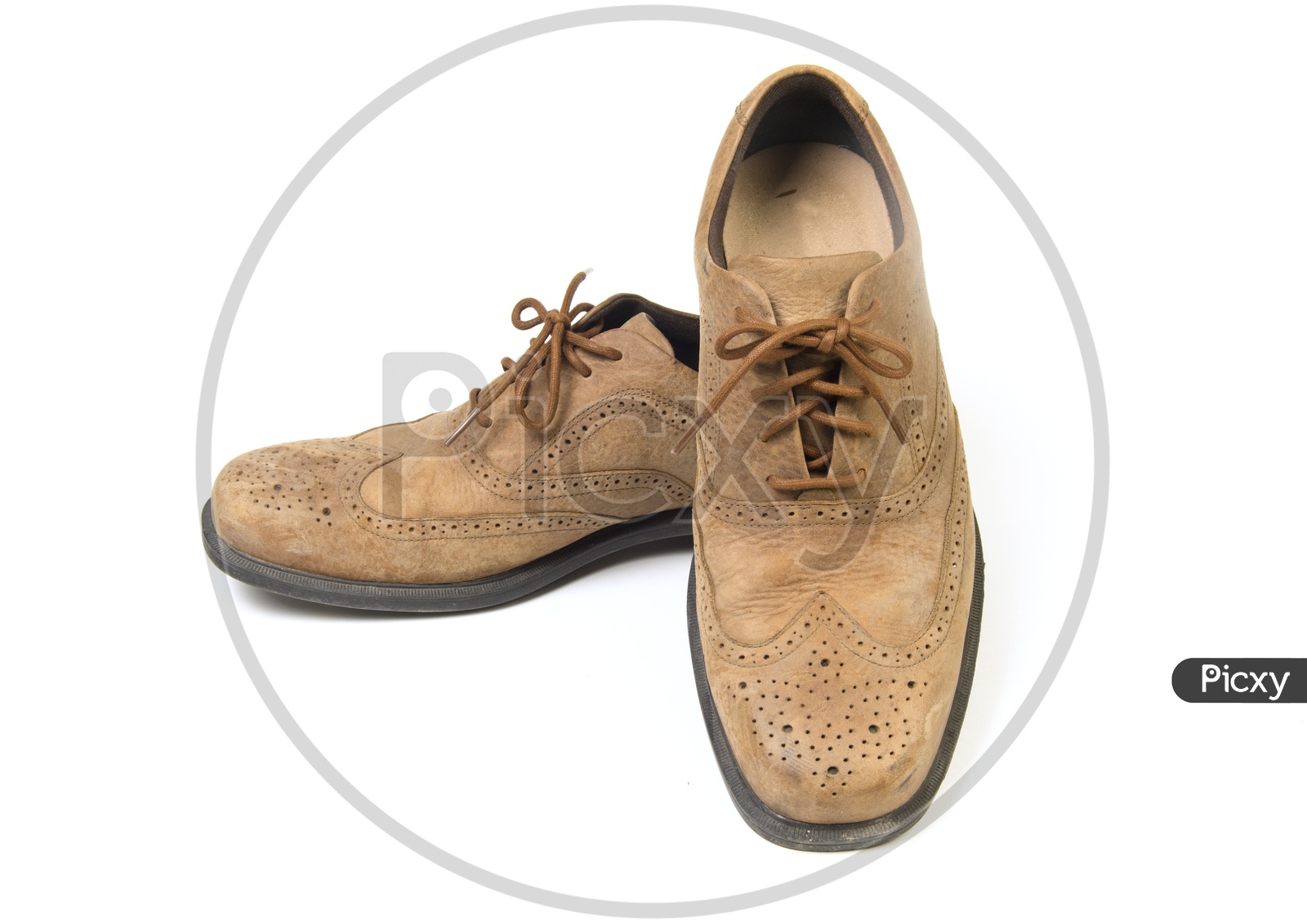 Brown man's shoes isolated on white background