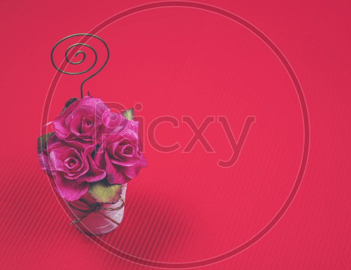Background With Flower Vase On Isolated red With Spacing