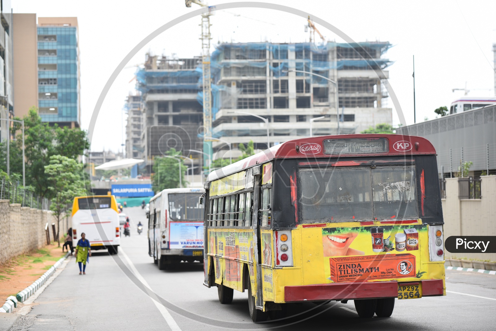 City Buses of TSRTC At Financial District Roads