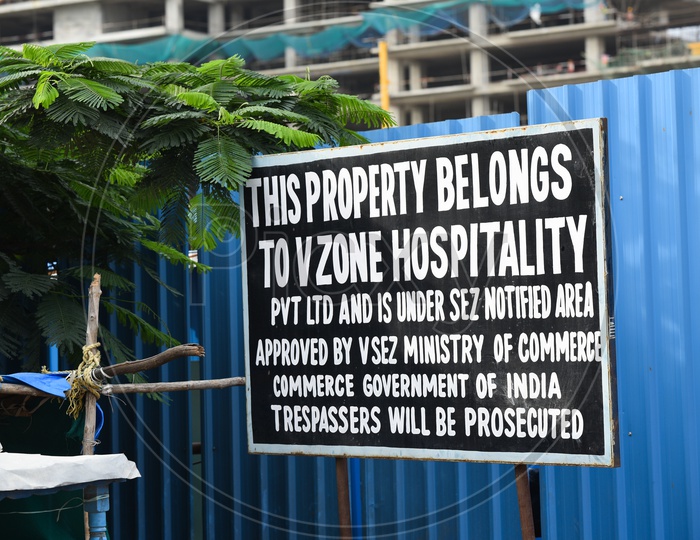 V SEZ   Property Warning Boards by  Government of India