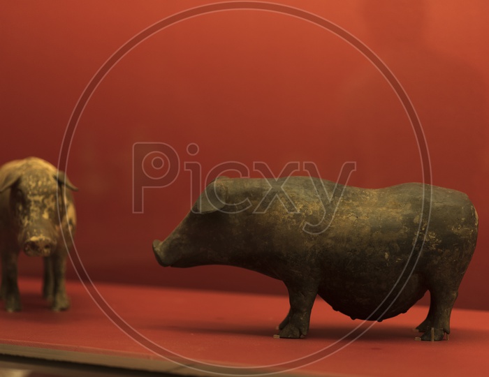 Antique Pig Toy In Display At Taipei's National Palace Museum