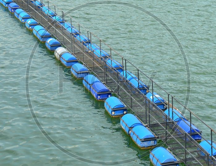 Buoy Lines on water in Hydroelectric Power plant of dam