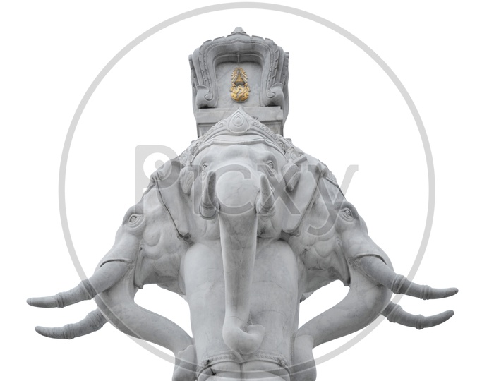 Erawan  Elephant statue isolated on white