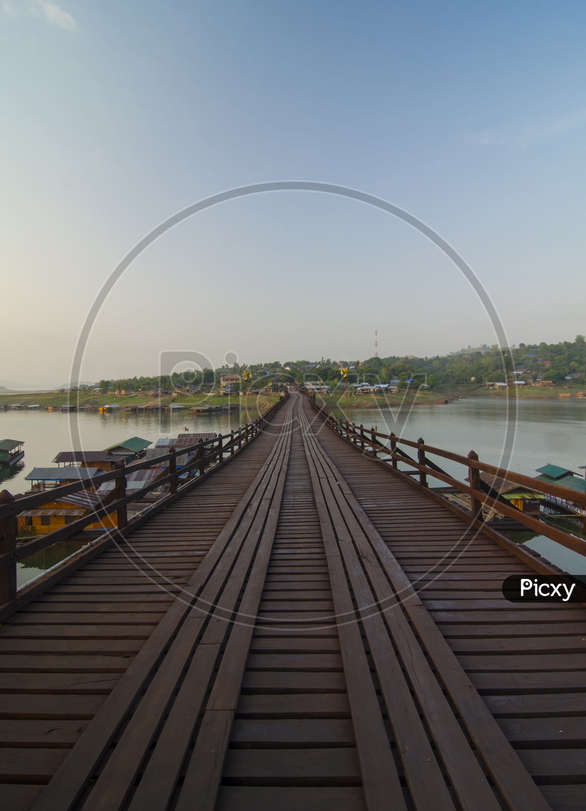 Longest wooden bridge in Thailand, at Sangkhlaburi, Kanchanaburi