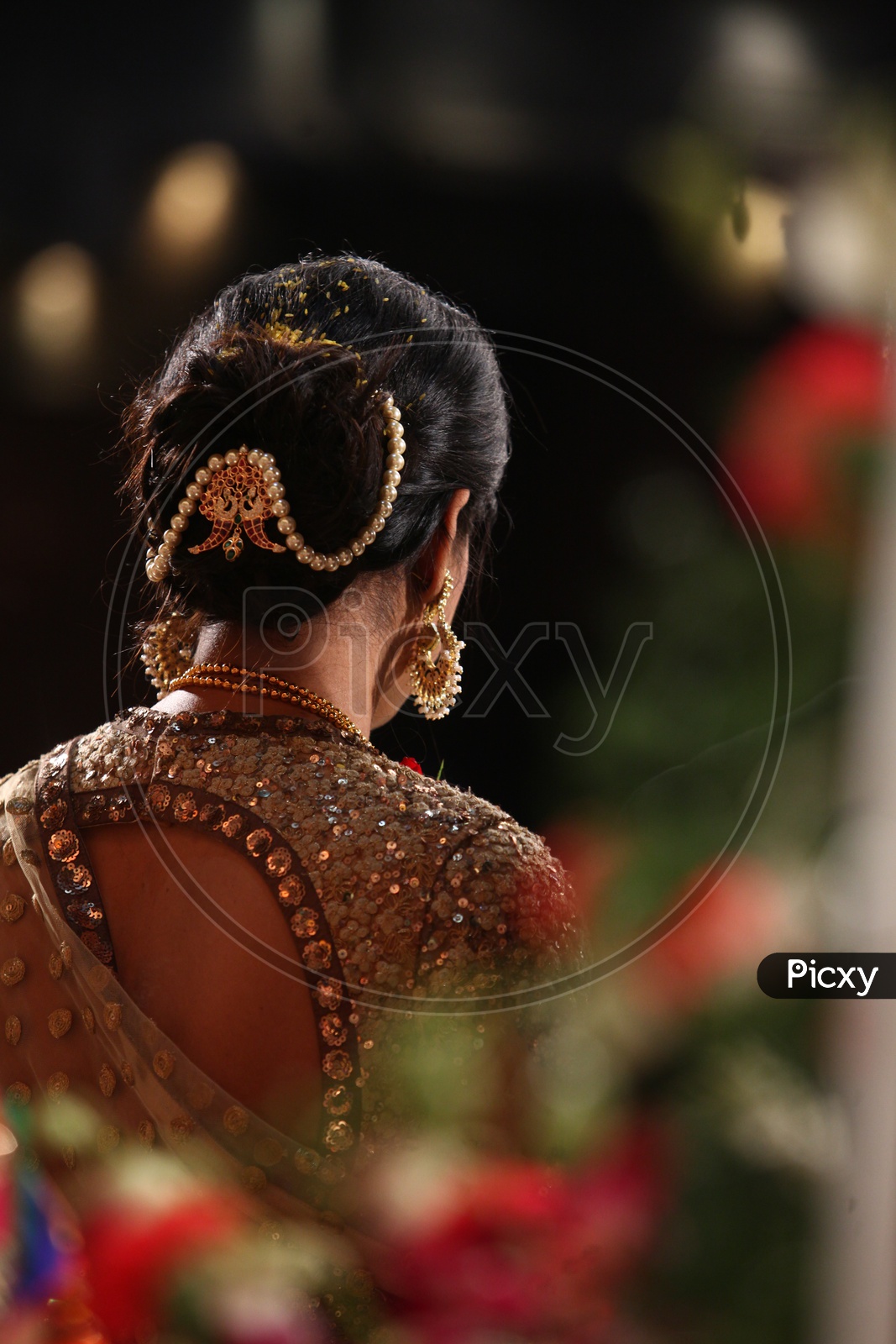 Indian Woman wearing hair jewellery