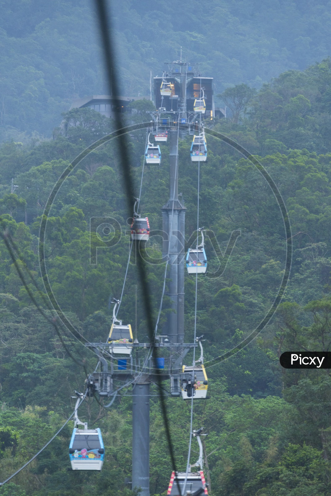 Cable Cars In a Rope Way At  Taipei Maokong Gondola