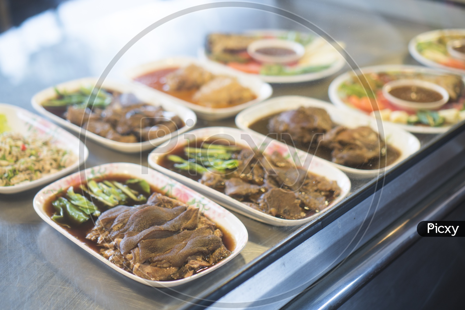 Pork Belly Strips With  green Veggies , Thai Street Food