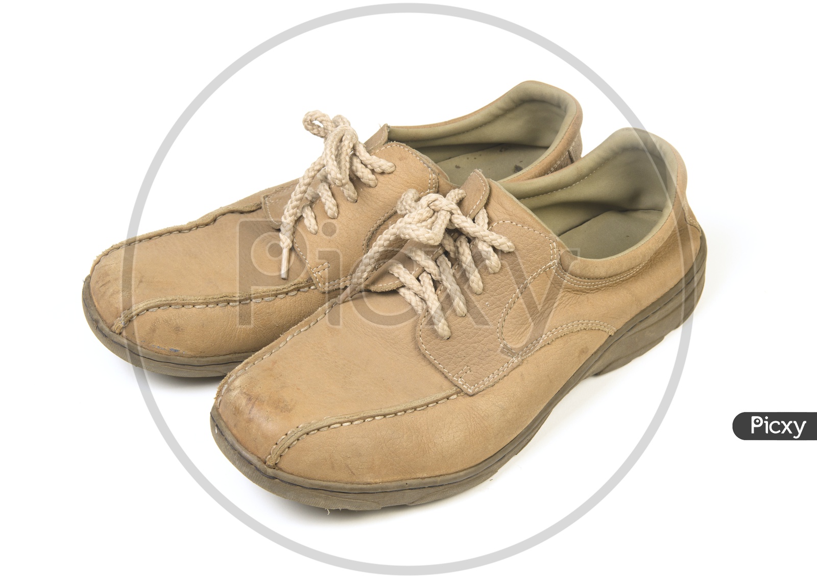 Brown man's shoes isolated on white background