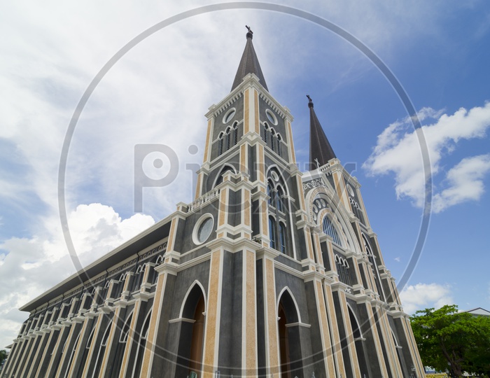 Architecture Of Roman Catholic Church  With Blue Sky as Background