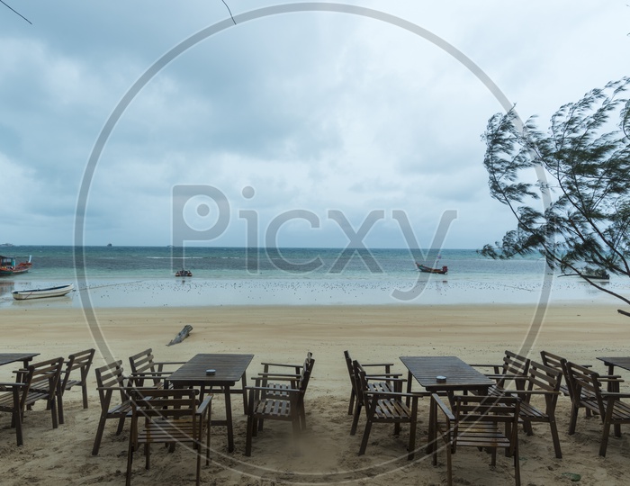 Restaurant Dining Tables At Krabi Beach