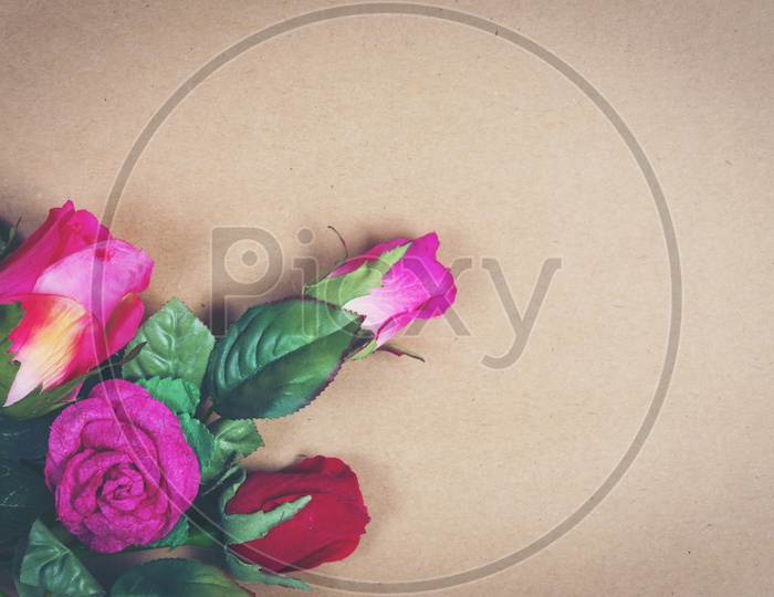 Template Background With Rose Flowers And Spacing