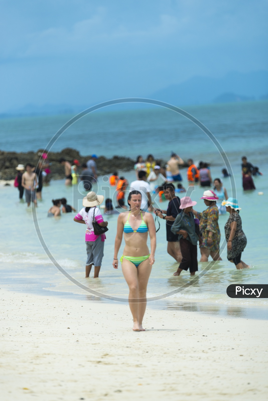 A tourist wearing a bikini swim Suit  at Phuket Beach
