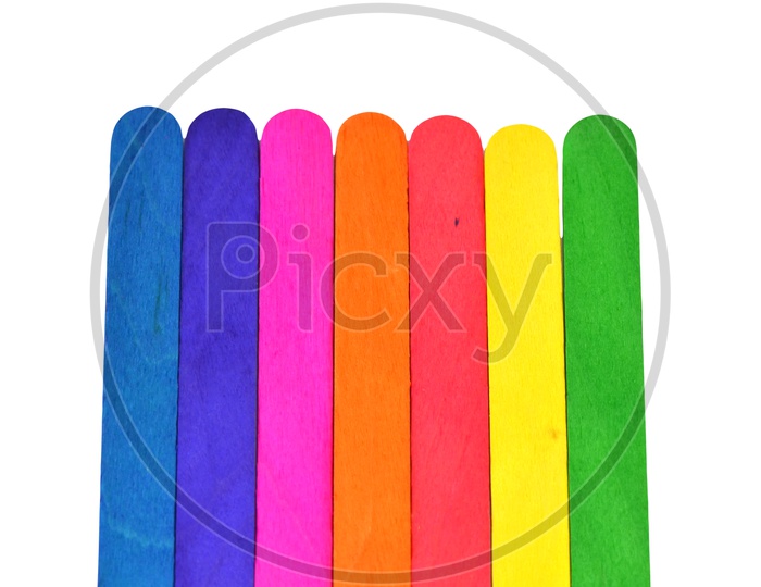 colorful wood ice-cream stick  over White isolated Background