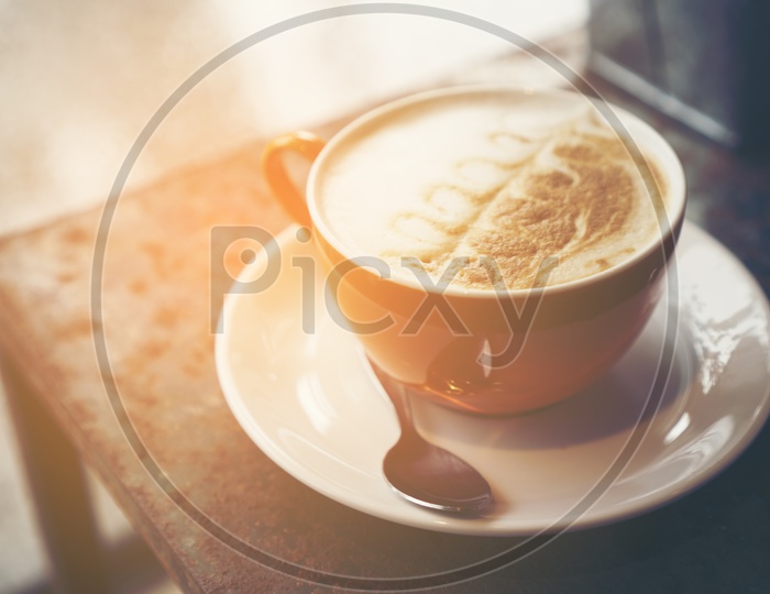 coffee latte art in coffee shop or Cafe